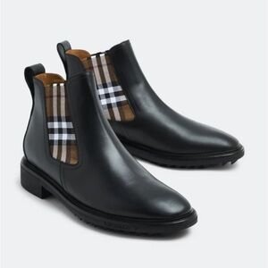 Burberry Men's  Allostock Leather Chelsea Boots Black Birch available variaty